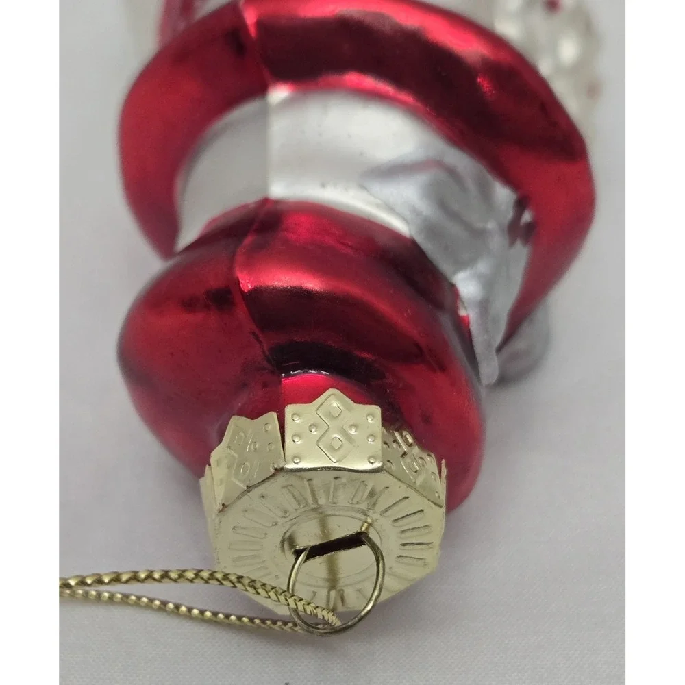 Vtg Handpainted Red/White Iridescent 4